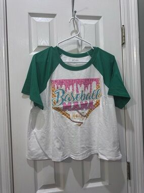 Old Navy White & Green 'Baseball Mama' Raglan Tee